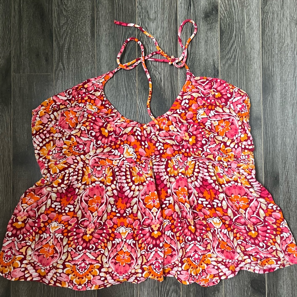 Old Navy Floral Halter Top - Pink and Orange